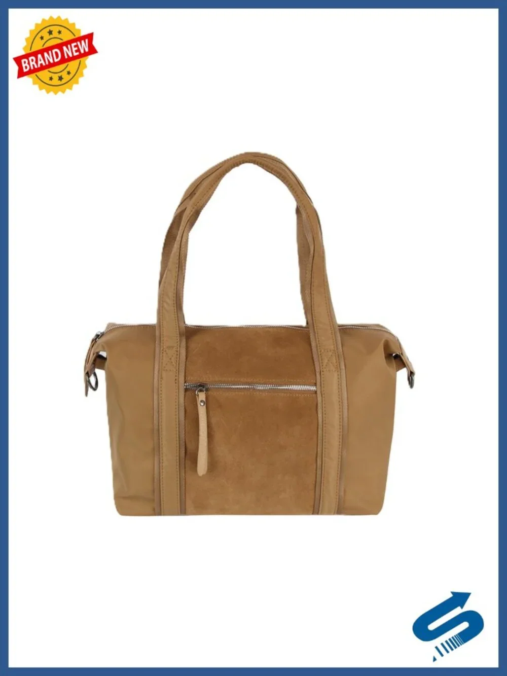 Hobo Handbag with Suede Front, Convertible Crossbody, Microfiber
